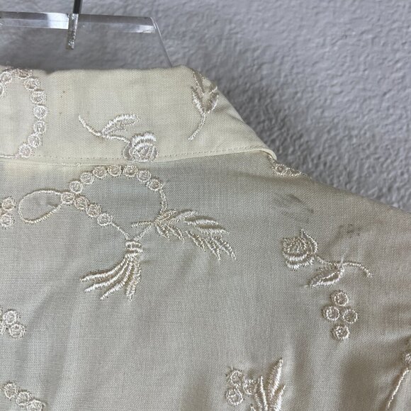 Vintage Diane Von Furstenberg Cream Floral Embroidered Long Sleeve Button Up NWT - Picture 11 of 12